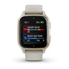 Garmin Venu Sq 2 Music Edition Cream Gold Aluminium Bezel with French Grey Case and Silicone Band.