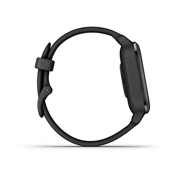 Garmin Venu Sq Music Edition Slate Aluminium Bezel with Black Case and Silicone Band.