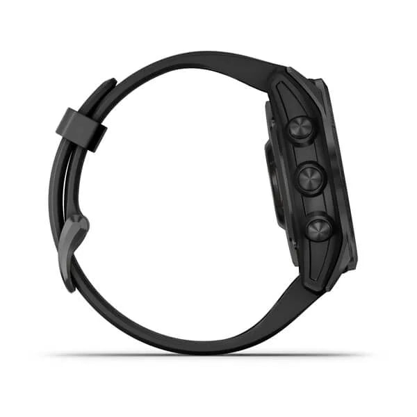 Garmin Fenix 7S Solar Edition Slate Grey with Black Band.