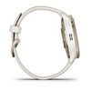 Garmin Venu 2 Plus Cream Gold Stainless Steel Bezel with Ivory Case and Silicone Band.