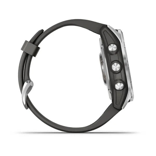 Garmin Fenix 7S-Standard Edition Silver with Graphite Band.