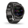 Garmin Fenix 7X Sapphire Solar Edition Carbon Grey DLC Titanium with Carbon Grey DLC Vented Titanium Band.