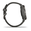 Garmin Venu 2S Slate Stinless Steel Bezel with Graphite Case and Silicone Band.