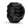 Garmin Fenix 7X-Sapphire Solar Edition Carbon Grey DLC Titanium with Black Band.