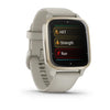 Garmin Venu Sq 2 Music Edition Cream Gold Aluminium Bezel with French Grey Case and Silicone Band.