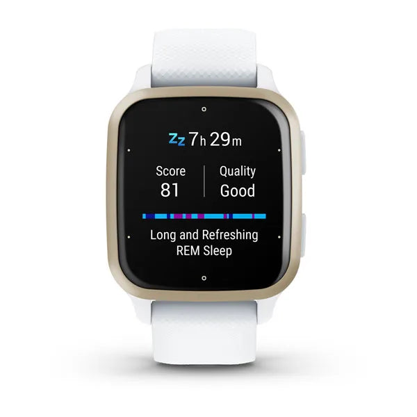 Garmin Venu Sq 2 Cream Gold Aluminium Bezel with White Case and Silicone Band 010-02701-11.
