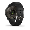 Garmin Venu 2 Plus Slate Stainless Steel Bezel with Black Case and Silicone Band.