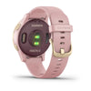 Garmin Vivoactive 4S Dust Rose with Light Gold Hardware.