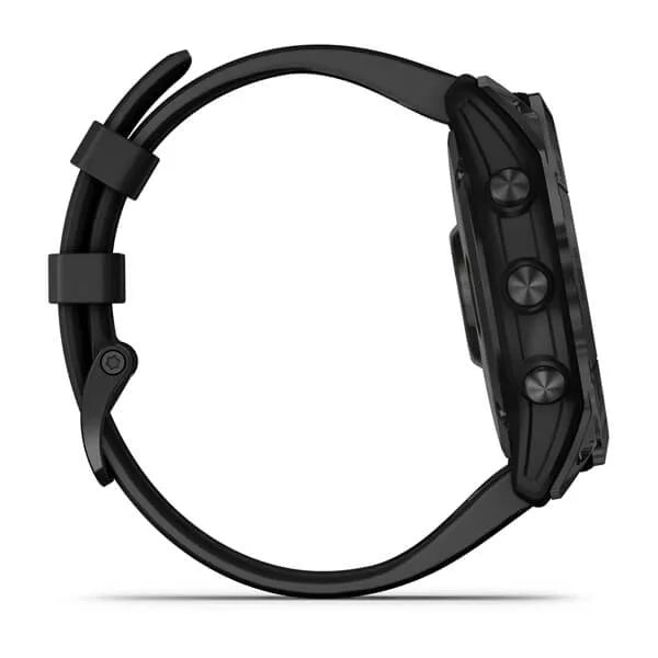 Garmin Fenix 7X Sapphire Solar Edition Black DLC Titanium with Black Band.