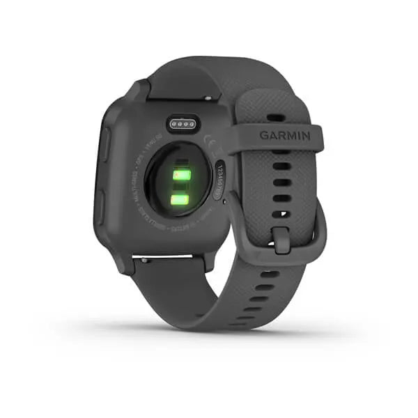 Garmin Venu Sq Slate Aluminium Bezel with Shadow Grey and Silicone Band.
