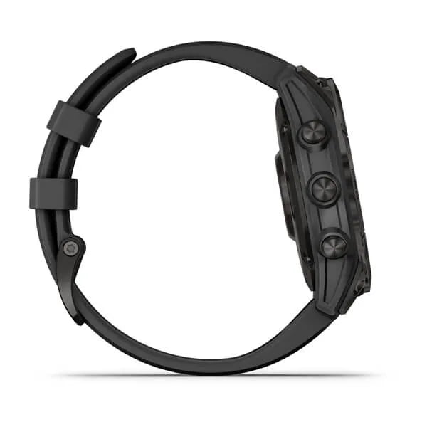 Garmin Fenix 7 Sapphire Solar Edition Black DLC Titanium with Black Band.