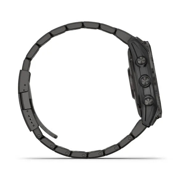 Garmin Fenix 7 Sapphire Solar Edition Carbon Grey DLC Titanium with Carbon Grey DLC Vented Titanium Band.