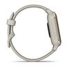Garmin Venu Sq 2 Music Edition Cream Gold Aluminium Bezel with French Grey Case and Silicone Band.