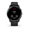 Garmin Venu 2 Plus Slate Stainless Steel Bezel with Black Case and Silicone Band.