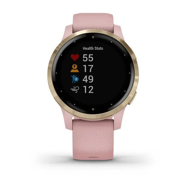 Garmin Vivoactive 4S Dust Rose with Light Gold Hardware.