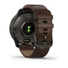 Garmin Venu 2 Plus Slate Stainless Steel Case with Slate Case and Leather band 010-02496-15.