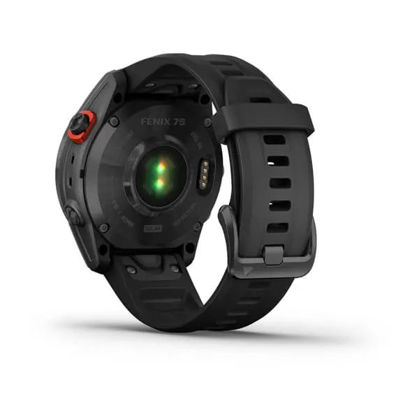 Garmin Fenix 7S Solar Edition Slate Grey with Black Band.