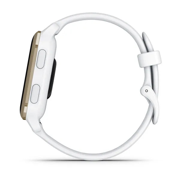 Garmin Venu Sq 2 Cream Gold Aluminium Bezel with White Case and Silicone Band 010-02701-11.