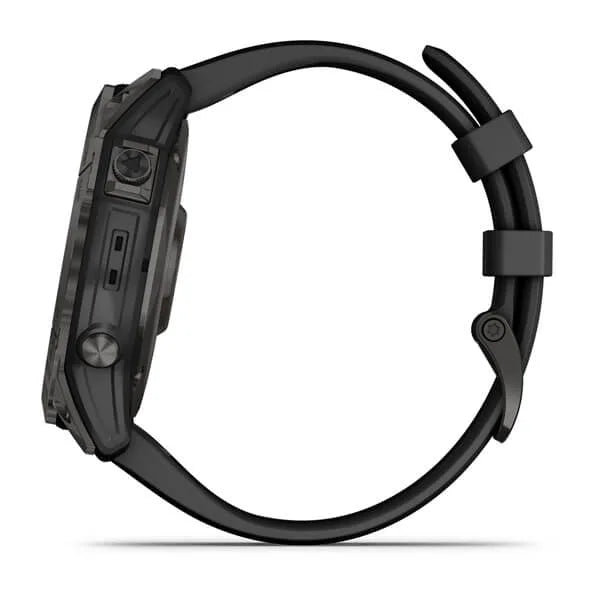 Garmin Fenix 7X-Sapphire Solar Edition Carbon Grey DLC Titanium with Black Band.