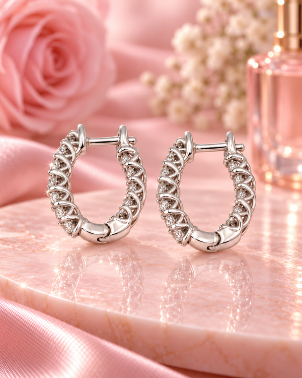 9ct White Gold 0.301ct Lab Grown Diamond Huggie Earrings (2100430)