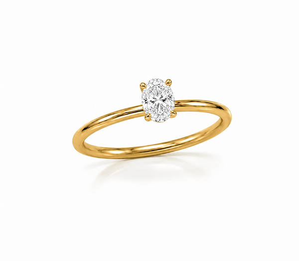 9ct Yellow Gold 0.50ct Oval Lab Grown Diamond Solitaire Engagement Ring (LR14) - Cassim & Co South Africa