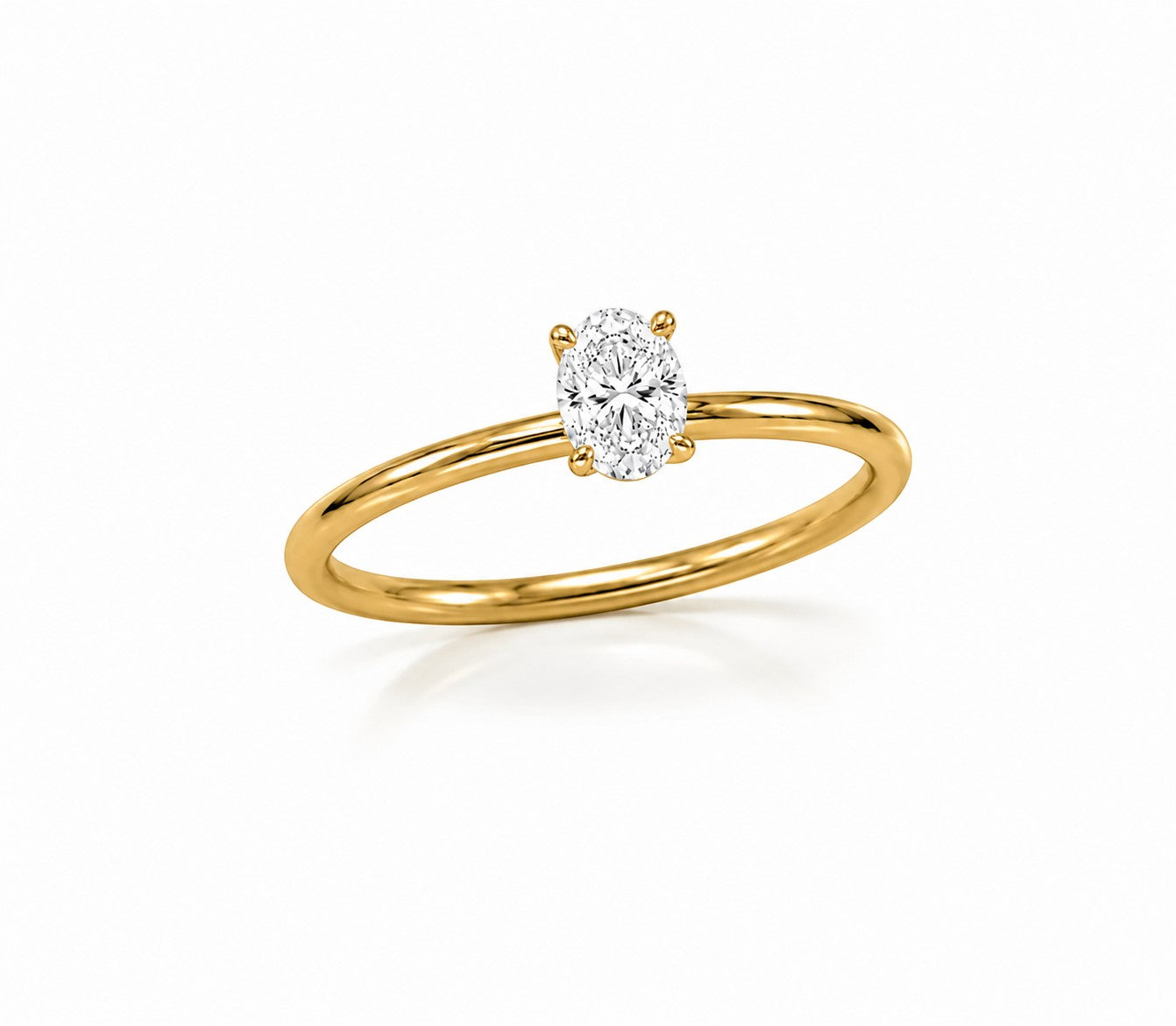 9ct Yellow Gold 0.50ct Oval Lab Grown Diamond Solitaire Engagement Ring (LR14) - Cassim & Co South Africa