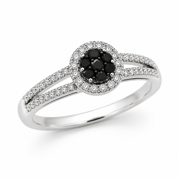 9ct White Gold Black Diamond Solitaire Ring 1102264