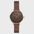Obaku Denmark Stjerne-Café V315LXVNMN women's quartz watch with brown crystal dial and rose gold mesh bracelet