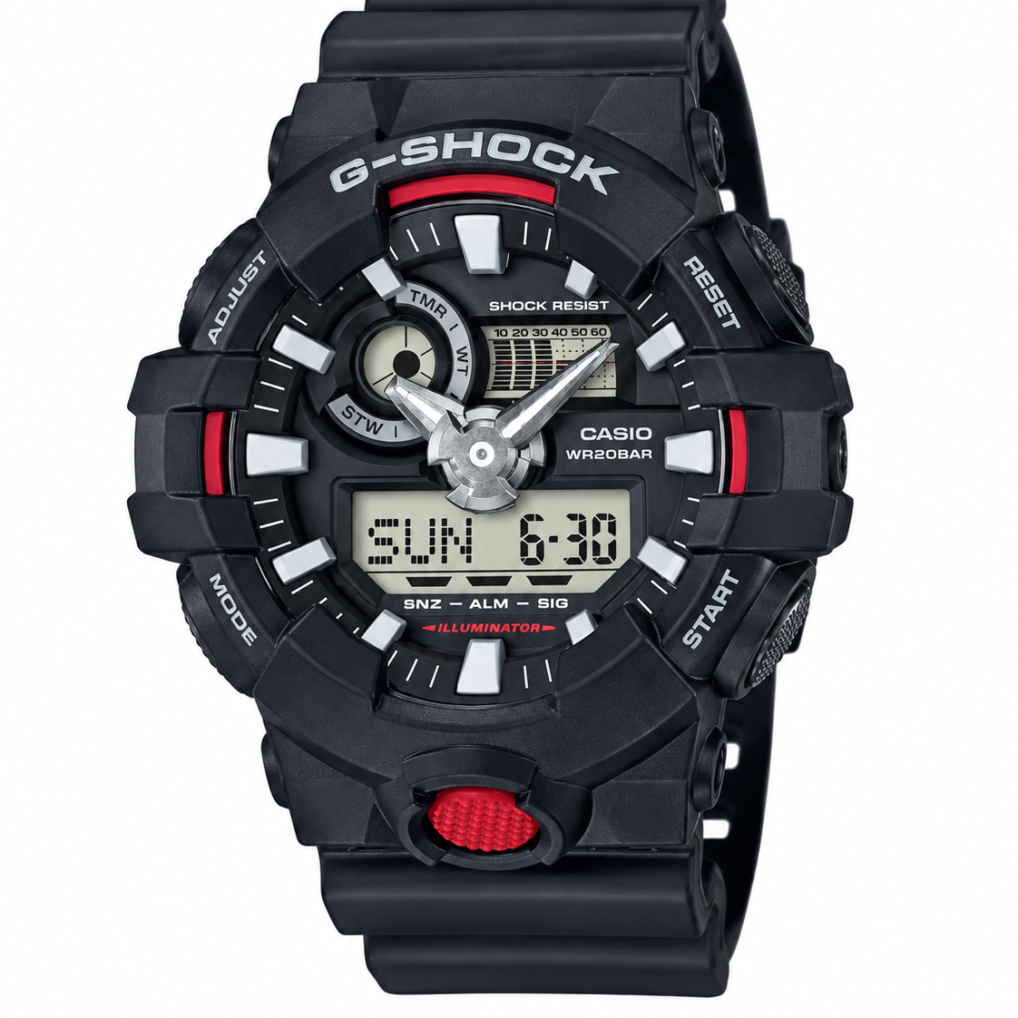 Casio G-Shock GA-700 Ana-Digi Quartz Black Resin Shock Resistant Watch (GA-700-1ADR)