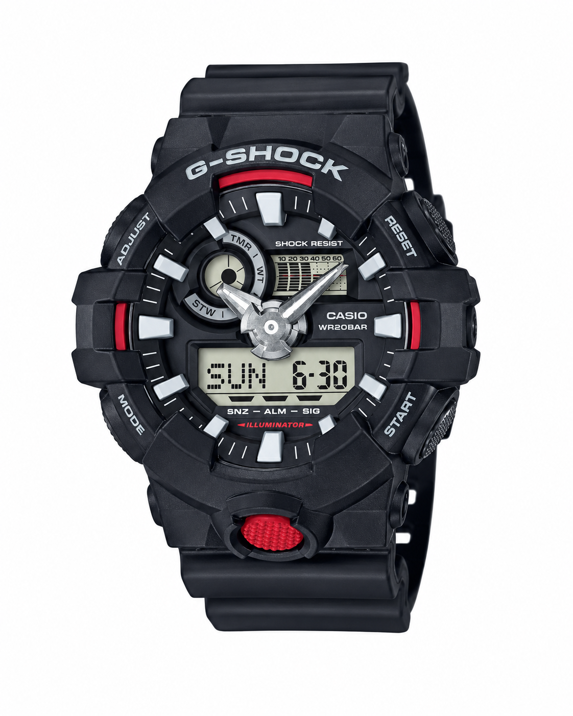 Casio G-Shock GA-700 Ana-Digi Quartz Black Resin Shock Resistant Watch (GA-700-1ADR)