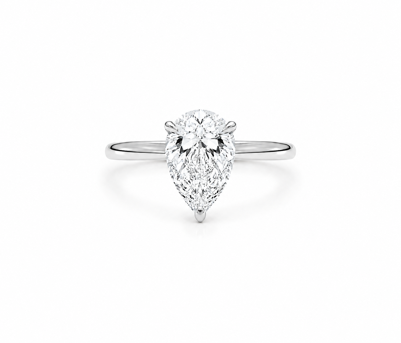 9ct white gold engagement ring with 1.00 carat pear-shaped lab grown diamond in four-claw setting