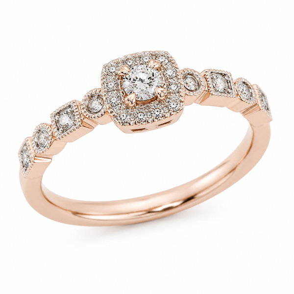 9ct Rose Gold Cluster Diamond Engagement Ring 1102152