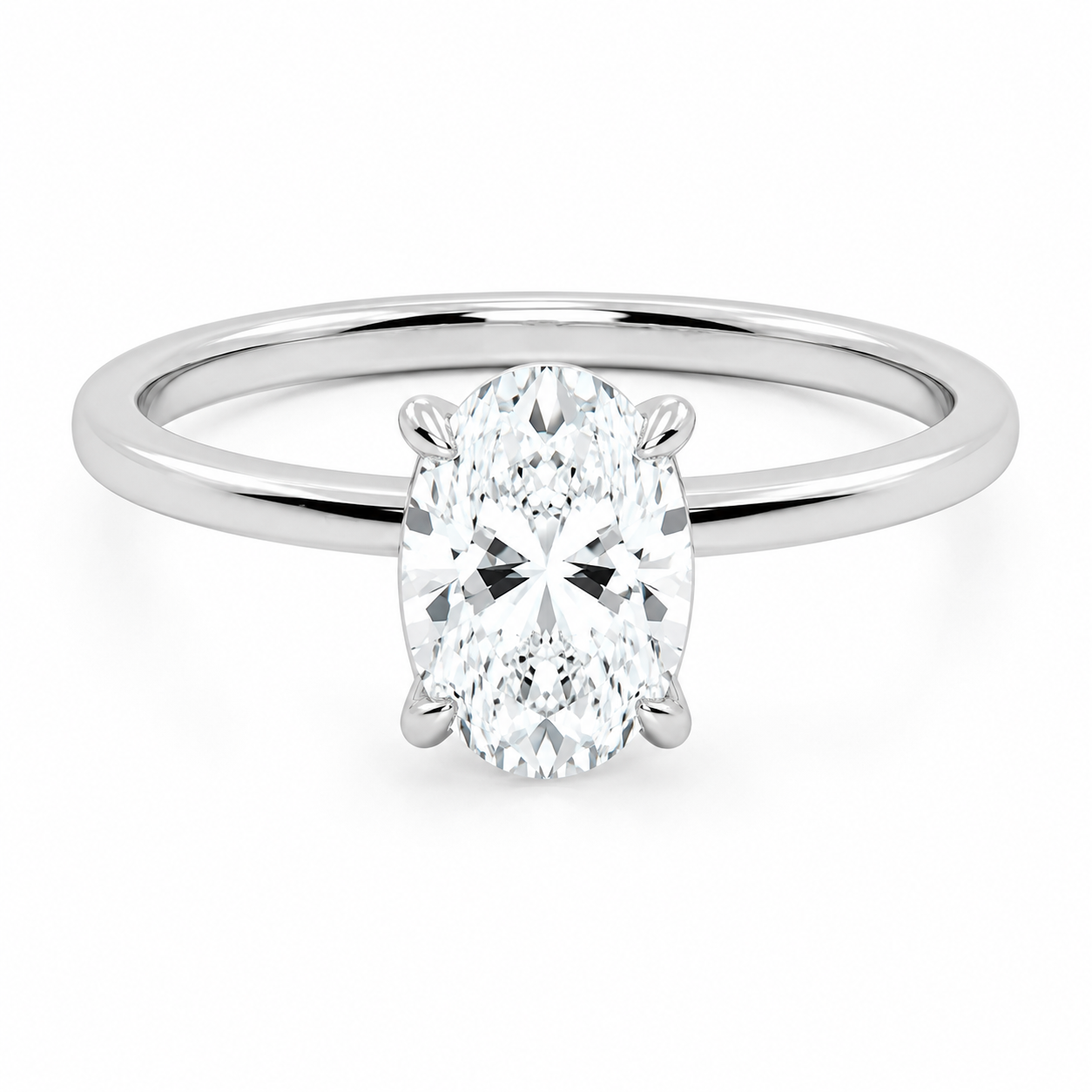9ct White Gold 1.00ct Oval Lab Grown Diamond Solitaire Engagement Ring (LR2) - Cassim & Co South Africa