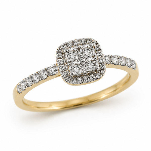 9ct Yellow Gold Cushion Cut Diamond Ring 1101959