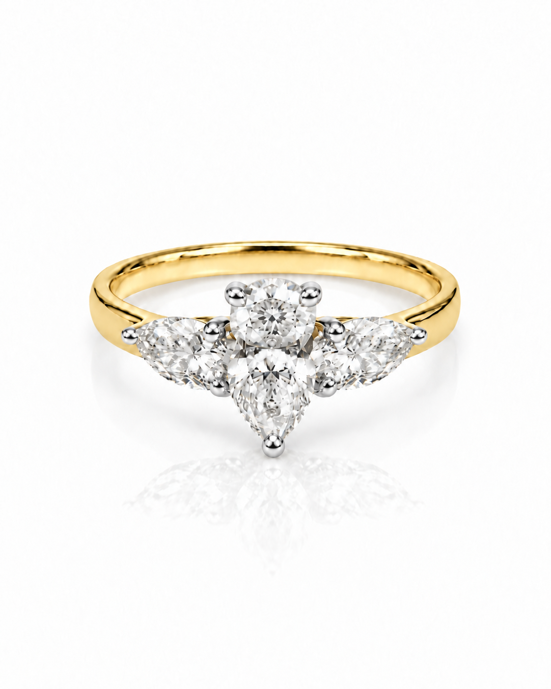 9ct Yellow Gold 1.5ct Pear Shape Lab Grown Diamond Cluster Engagement Ring (LR48)