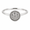 9ct white gold round diamond cluster engagement ring with rope bezel detail from Cassim & Co Johannesburg