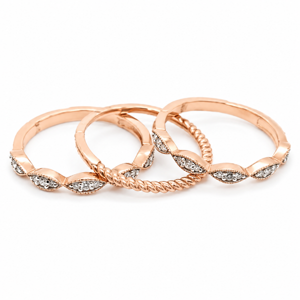 9ct Rose Gold Three Eternity Diamond Bands 1102043