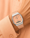 Casio Vintage AQ-240E Analogue-Digital Quartz Rose Dial Stainless Steel Watch (AQ-240E-4ADF)