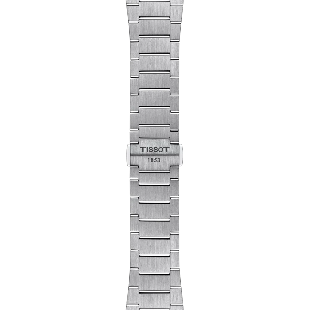 Butterfly clasp with push-buttons on the Tissot PRX steel bracelet