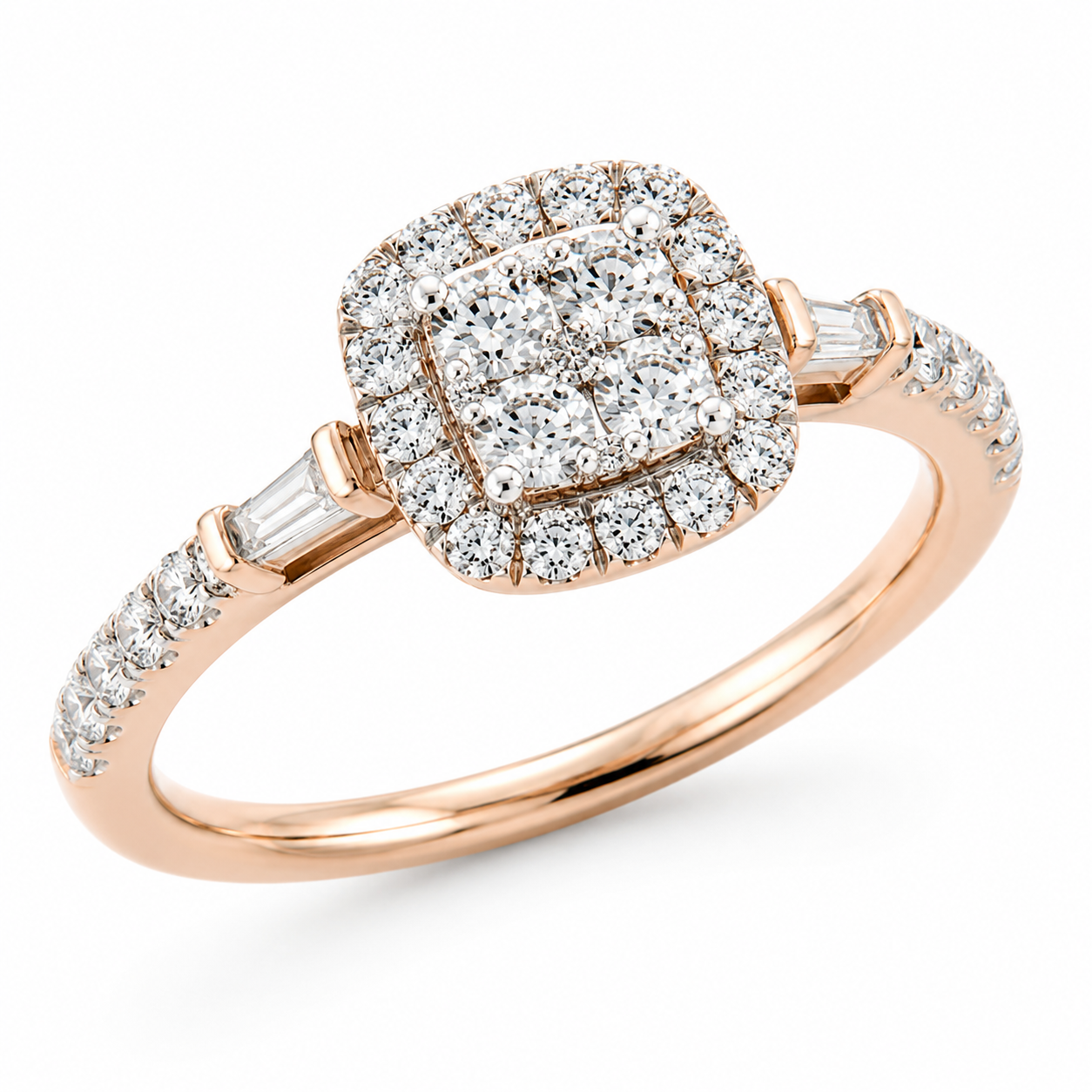 9ct Rose Gold Square Cluster Diamond Ring 1102115
