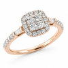 9ct Rose Gold Square Cluster Diamond Ring 1102115