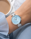 Obaku Diamant Quartz Blue Dial Diamond Stainless Steel Mesh Watch (V256LXCMMC)