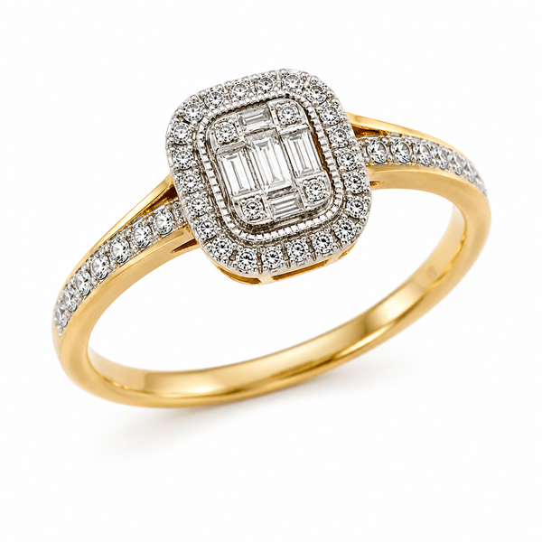 9ct Yellow Gold Pave Diamond Engagement Ring 1102177