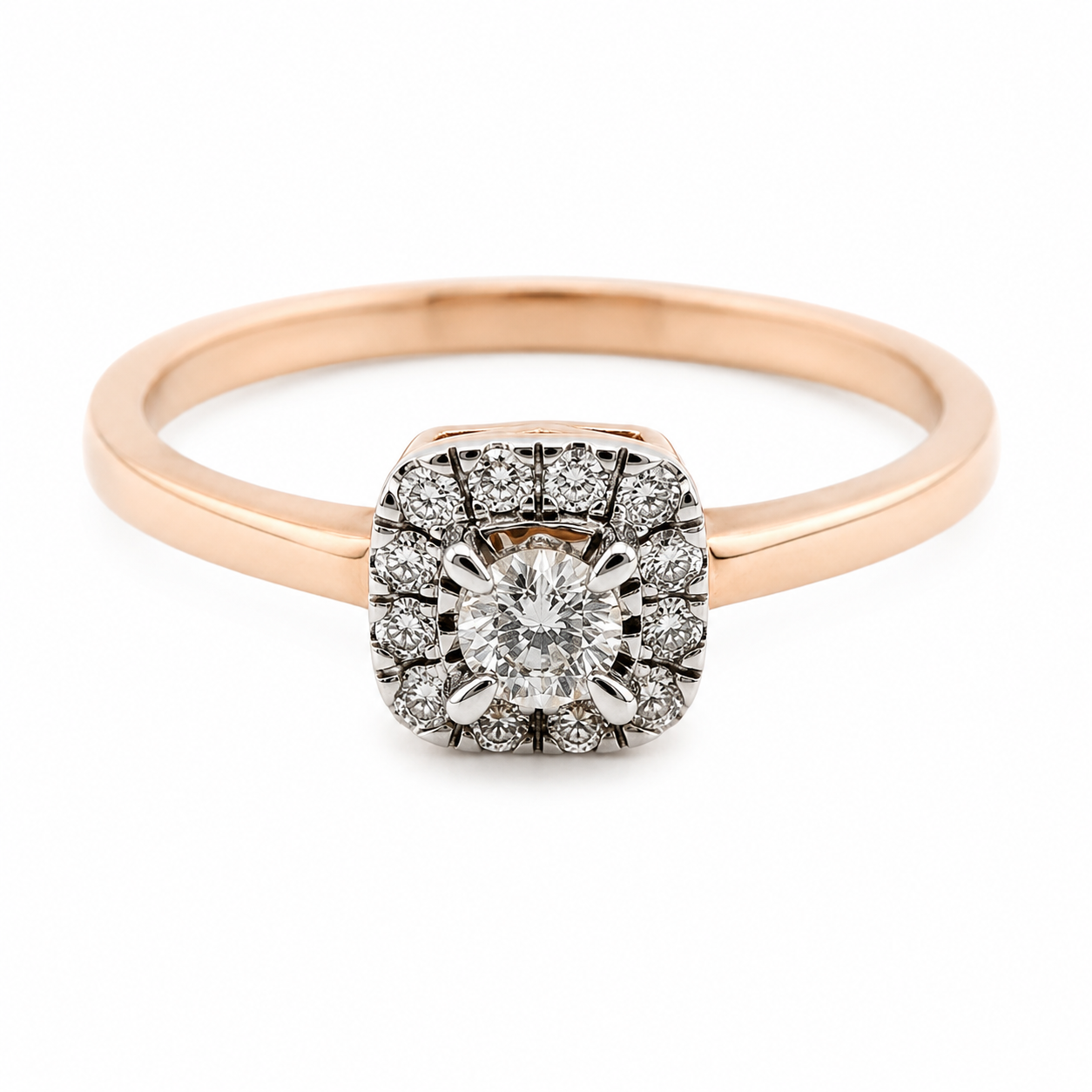 9ct Rose Gold Solitaire Cushion Diamond Engagement Ring 1102071
