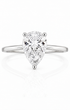 Pear-shaped lab-grown diamond solitaire ring in 9ct white gold, front view