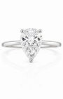 Pear-shaped lab-grown diamond solitaire ring in 9ct white gold, front view