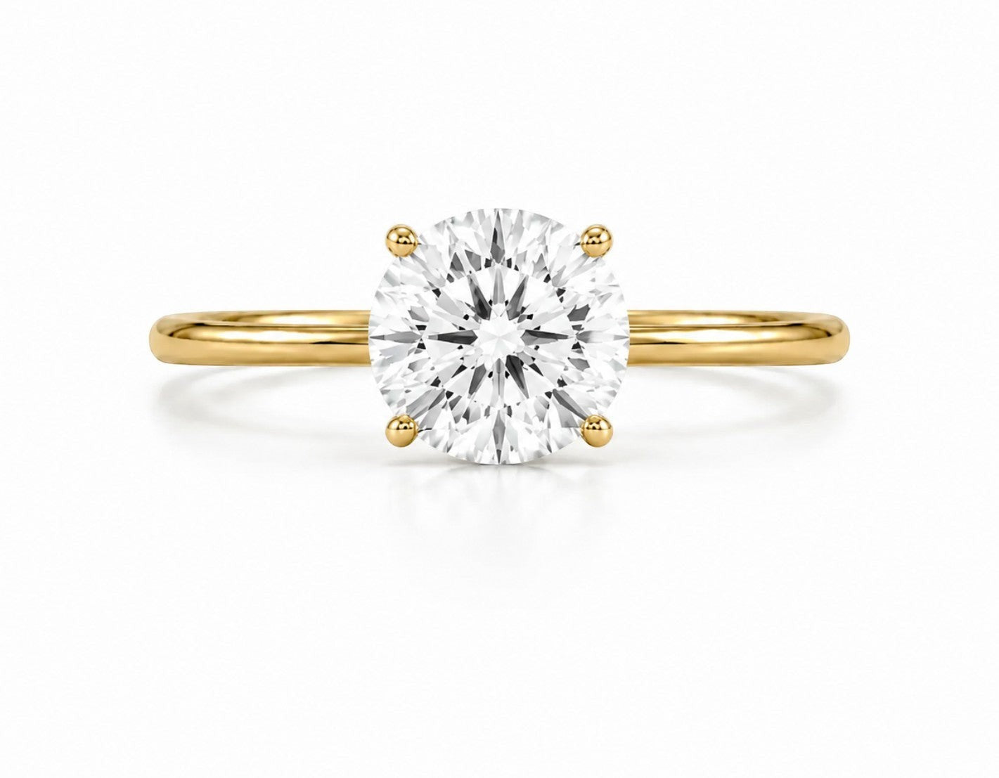 9ct yellow gold solitaire engagement ring with 1.5ct round brilliant lab grown diamond in four-claw setting
