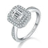 1ct emerald cut moissanite engagement ring with double halo in sterling silver - Cassim & Co Johannesburg