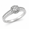 9ct White Gold Baguette Side Diamond Ring 1102146