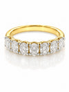 9ct yellow gold seven stone ring with 1.39ct oval lab grown diamonds in white gold prong settings